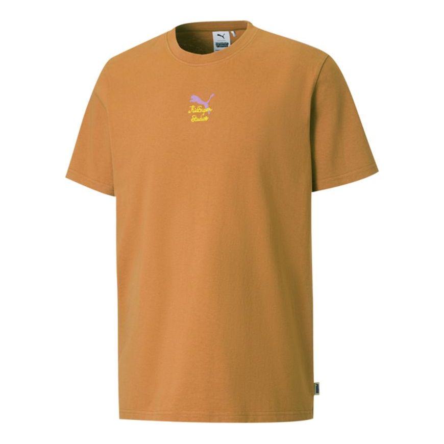 PUMA x Kidsuper Studios Crossover Tee Embroidered Alphabet Solid Color Sports Round Neck Short Sleeve Yellow 530410-77