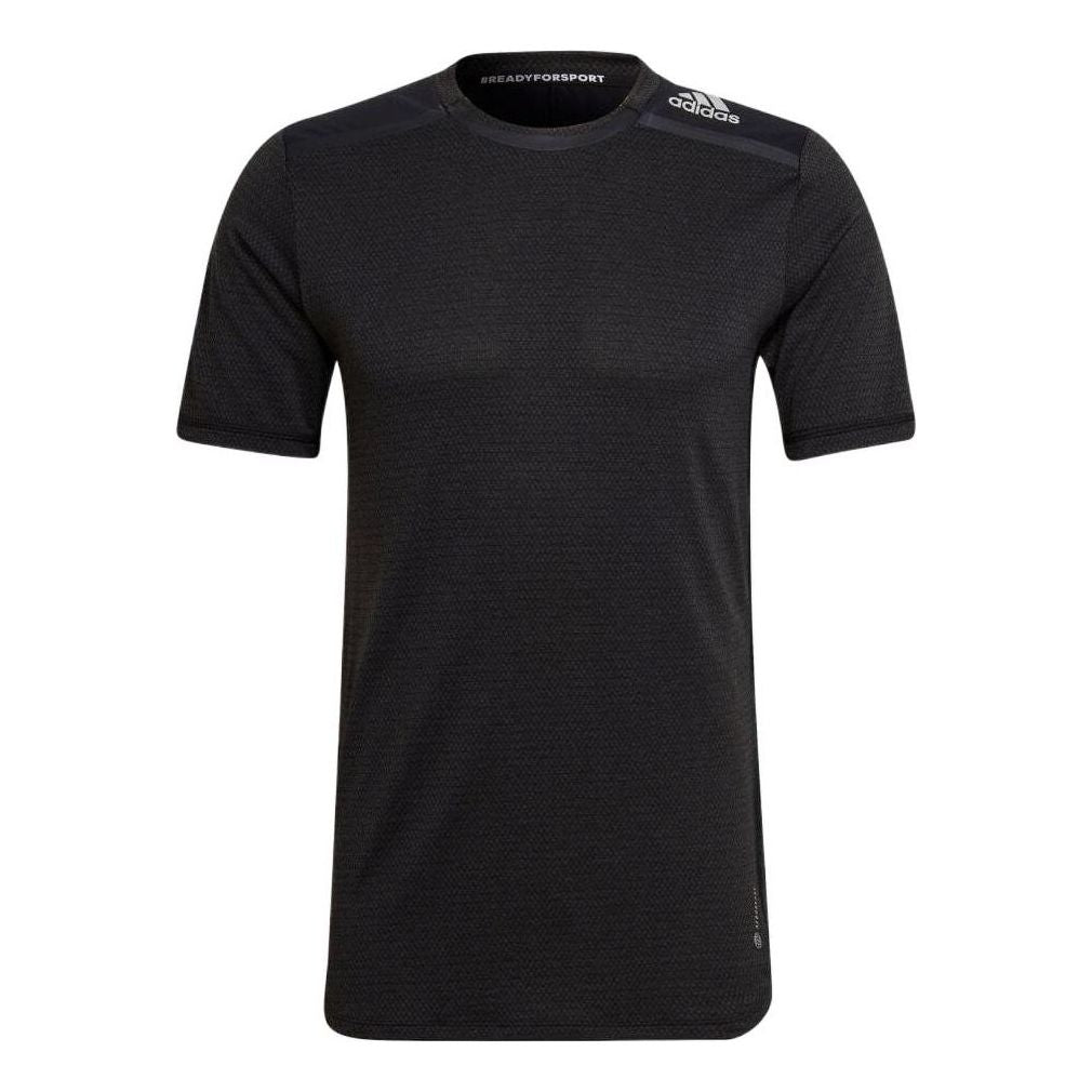 Men's adidas Mesh Panel Armpit Round Neck Pullover Short Sleeve Black T-Shirt HE5441