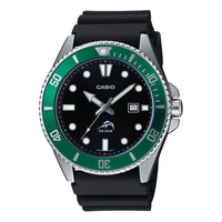 Men's CASIO Series 200m Waterproof Stainless Steel Black Dial Luminous Quartz Watch Mens Green Analog MDV-106B-1A3VCF