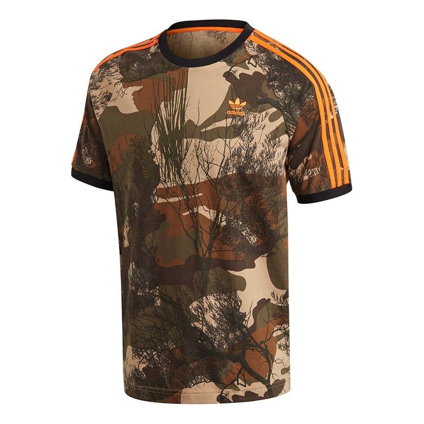 adidas originals Camo Aop Tee Camouflage Printing Stripe Sports Short Sleeve Brown GD5950