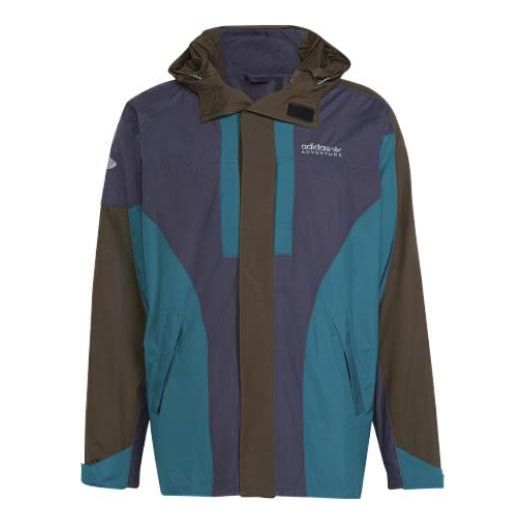 Men's adidas originals Contrasting Colors Sports Hooded Jacket Green Blue HF4803