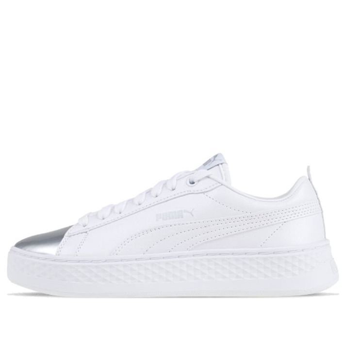(WMNS) PUMA Smash Platform Classic Skateboarding Shoes Silver 366927-01