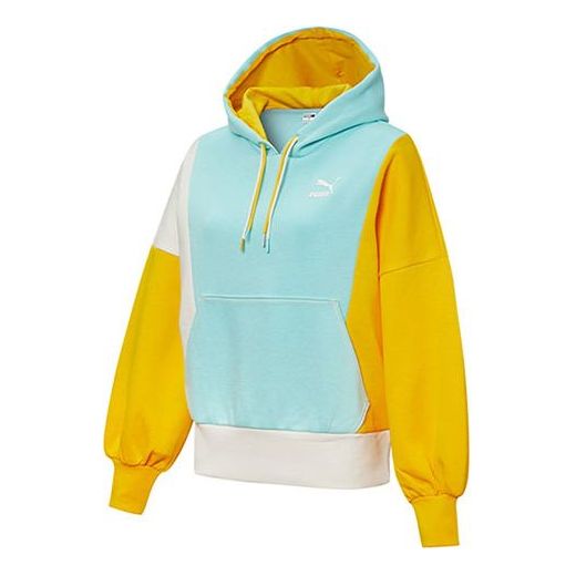 (WMNS) PUMA Panelled Hoodie 'Blue Yellow White' 532184-33
