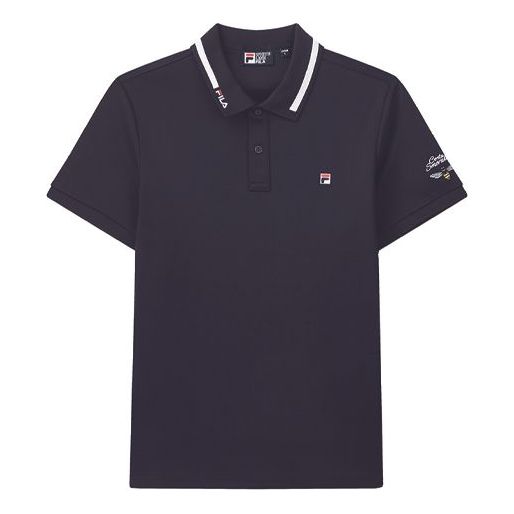 FILA Logo Embroidered Short Sleeve Polo Shirt Blue F11M028121F-NV