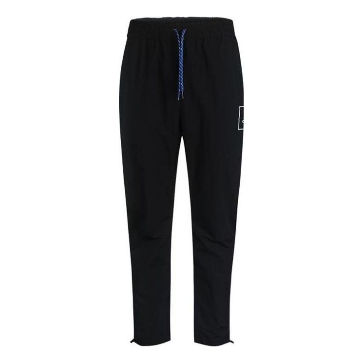 Men's adidas Woven Pants Logo Printing Pattern Lacing Straight Sports Pants/Trousers/Joggers Black FR7208