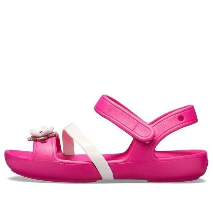 (GS) Crocs Lina Flower Charm Round Toe Sandals 'Pink' 205530-6X0
