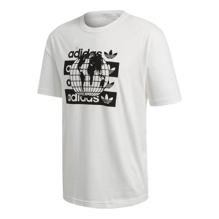 Men's adidas originals Logo Printing Round Neck Pullover Short Sleeve White T-Shirt FM2223