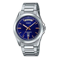 CASIO Waterproof Stainless Steel Strap Quartz Mens SilverBlue Analog MTP-1370D-2A