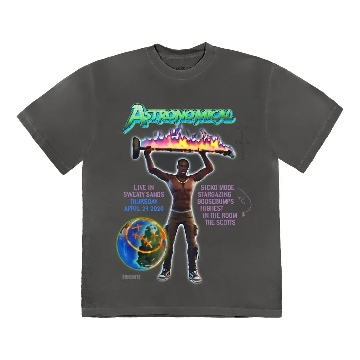 Travis Scott Back Bling T-shirt 'Washed Black' CJFN-SS11