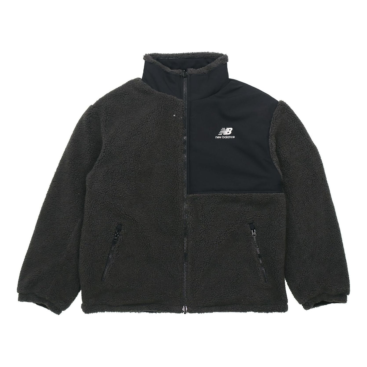 New Balance x JHI Crossover Stay Warm Splicing Lamb's Wool Reversible Stand Collar Jacket Black NQA89013-BK