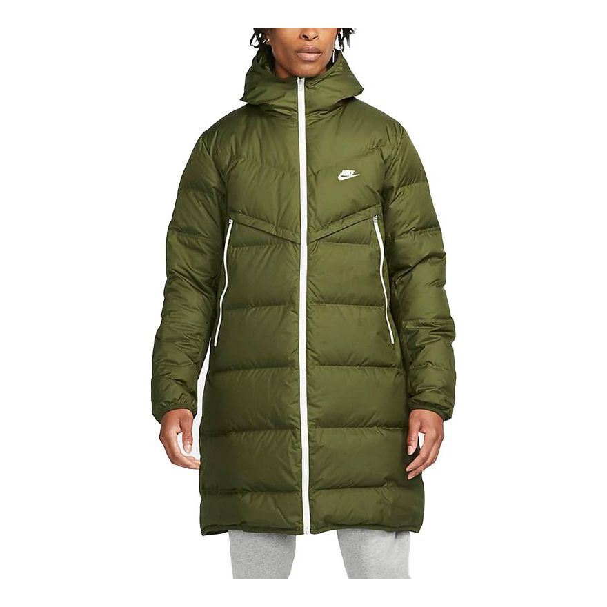 Nike Logo Sports Hooded Down Coat 'Military Green' DD6789-326