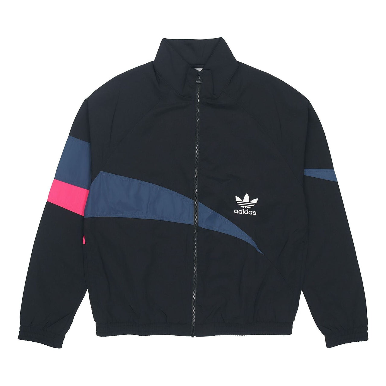 Men's adidas originals TS Track Top Logo Printing Contrasting Colors Sports Jacket Autumn Black H46698