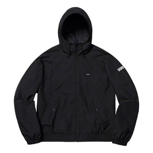 جاكيت هارينغتون بغطاء رأس من جور-تكس SS19 Supreme أسود اللون SUP-SS19-489