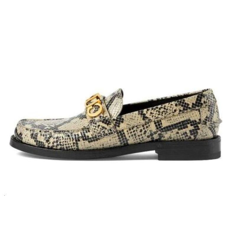 (WMNS) Gucci Python Print Logo Loafer 'Neutral' 700036-19Y00-9719