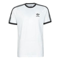 adidas originals Adicolor Classics Embroidered Logo Stripe Sports Short Sleeve White GN3494
