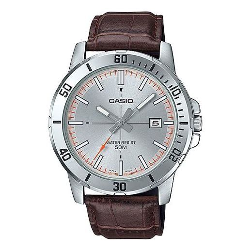 CASIO Leather Band Waterproof Business Style Men Mens Brown Analog MTP-VD01L-8EV