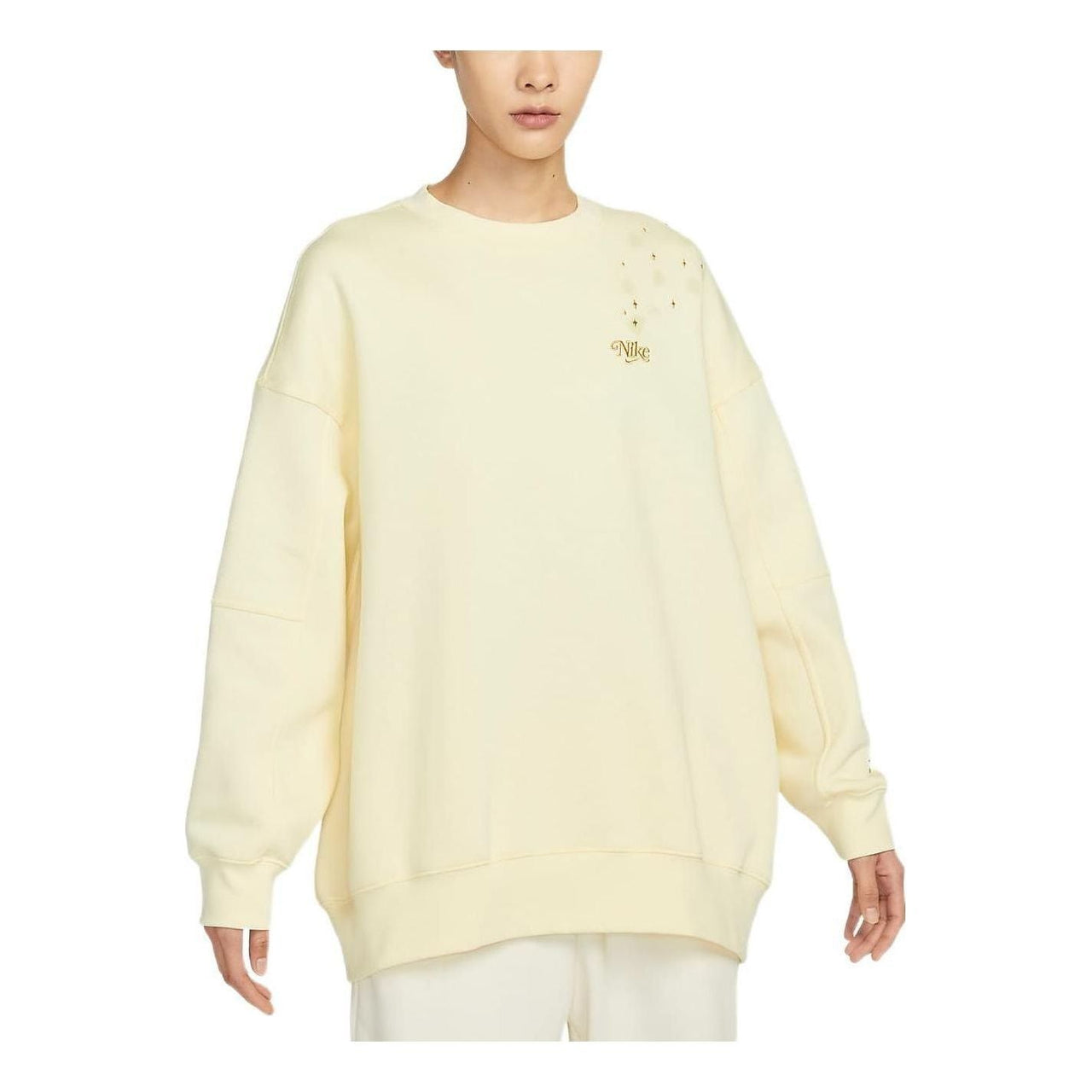 (WMNS) Nike Sportswear Fleece Crew Sweatshirt 'Yellow' FB1918-744