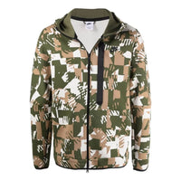 Men's Nike Full Print Geometry Pattern Logo Printing Zipper Hooded Jacket Green DM6456-072