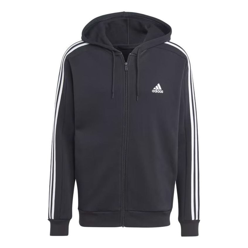 adidas Fleece 3-Stripes Full-Zip Hoodie Jackets 'Black' IB4029