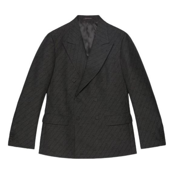 Gucci Interlocking G Striped Wool Formal Jacket 'Black Grey' 782748-ZAPYR-1016