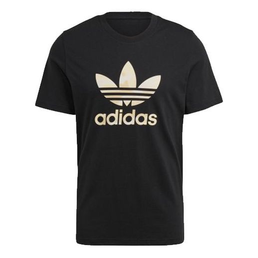adidas originals Camo Infill Tee Casual Sports Round Neck Short Sleeve Black GN1856
