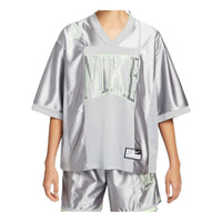 (WMNS) Nike Sportswear Street Oversized Graphic Jersey Top Asia Sizing 'Smoke Grey Barely Volt' HJ0281-077