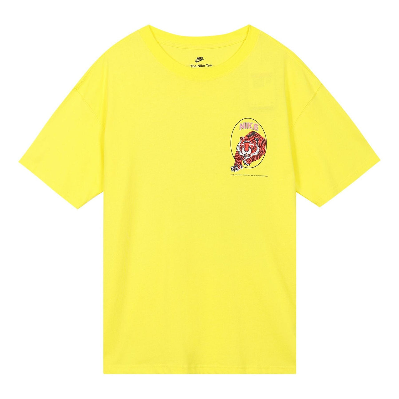 Men's Nike TIGER Logo Printing Round Neck Short Sleeve Yellow T-Shirt DO6628-731