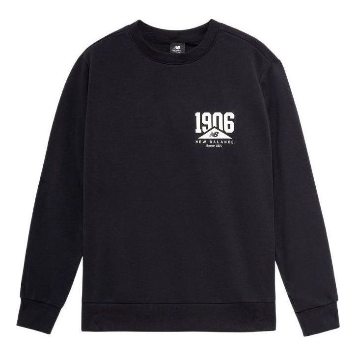 New Balance Logo Print Casual Sweatshirt 'Black White' AMT23350-BK