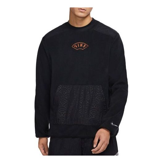 Nike CNY Chinese New Year's Edition Therma-Fit Logo Embroidered Loose Fleece Sports Round Neck Pullover Black DQ5062-010