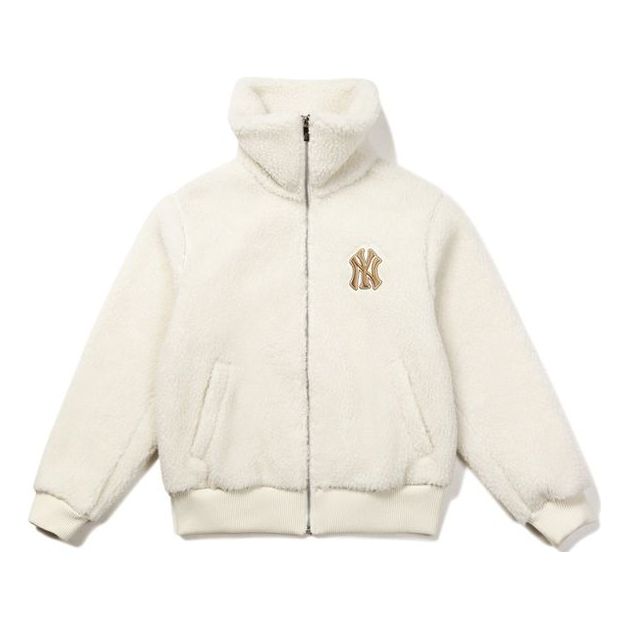 MLB New York Yankees Lambs Wool Jacket Unisex White 31JPF4061-50I