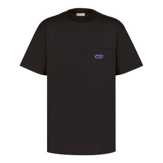 Men's DIOR FW21 Embroidered Logo Short Sleeve Black 193J635A0677-C985