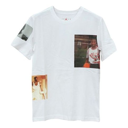 Air Jordan Round Neck Printing Pattern Casual Sports Basketball Short Sleeve White AO0646-100