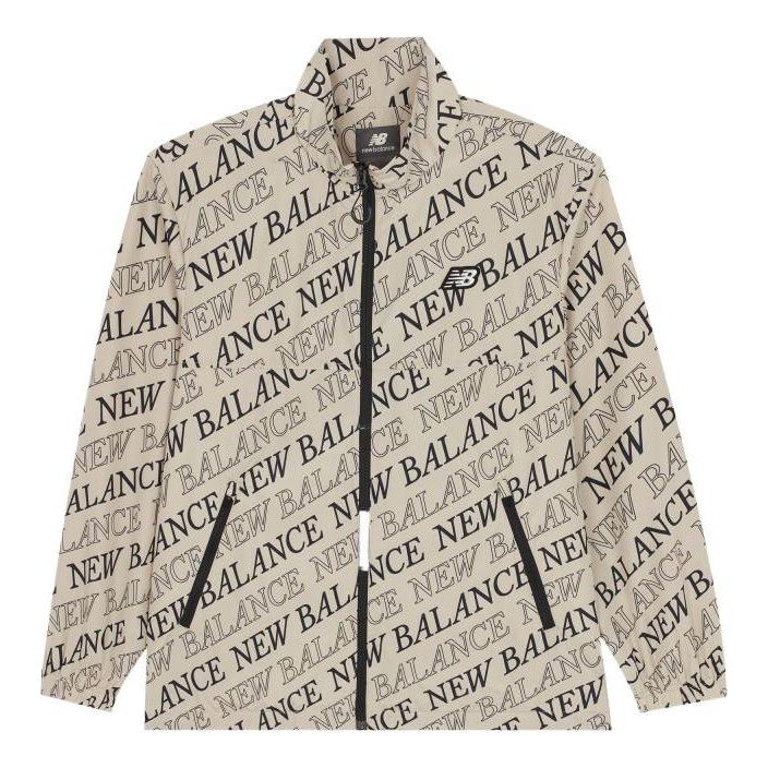 New Balance Logo Print Hooded Jacket 'Beige Black' 5AC2U123-BEI