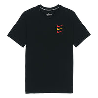 Men's Nike Contrasting Colors Logo Sports Round Neck Short Sleeve Black T-Shirt DJ4392-010