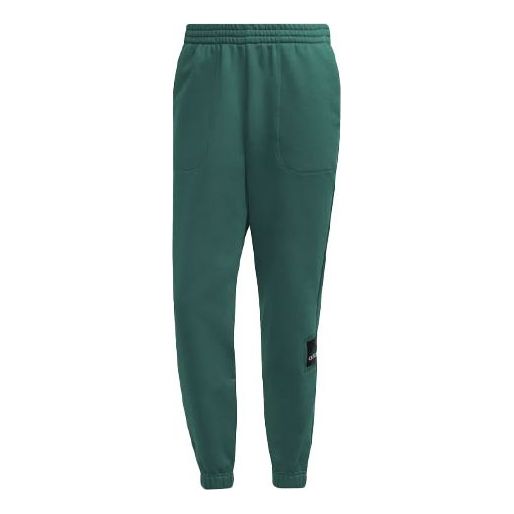 Men's adidas Logo Solid Color Loose Bundle Feet Sports Pants/Trousers/Joggers Green HG8086