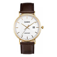 CASIO Waterproof Quartz White DialBrown Strap Mens WhiteBrown Analog MTH-1060GL-7APF