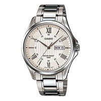 CASIO Waterproof Stainless Steel Strap Quartz Mens Silver Analog MTP-1384D-7A