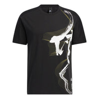 adidas Wj Gfx Story Casual Breathable Round Neck Sports Short Sleeve Black HE5168