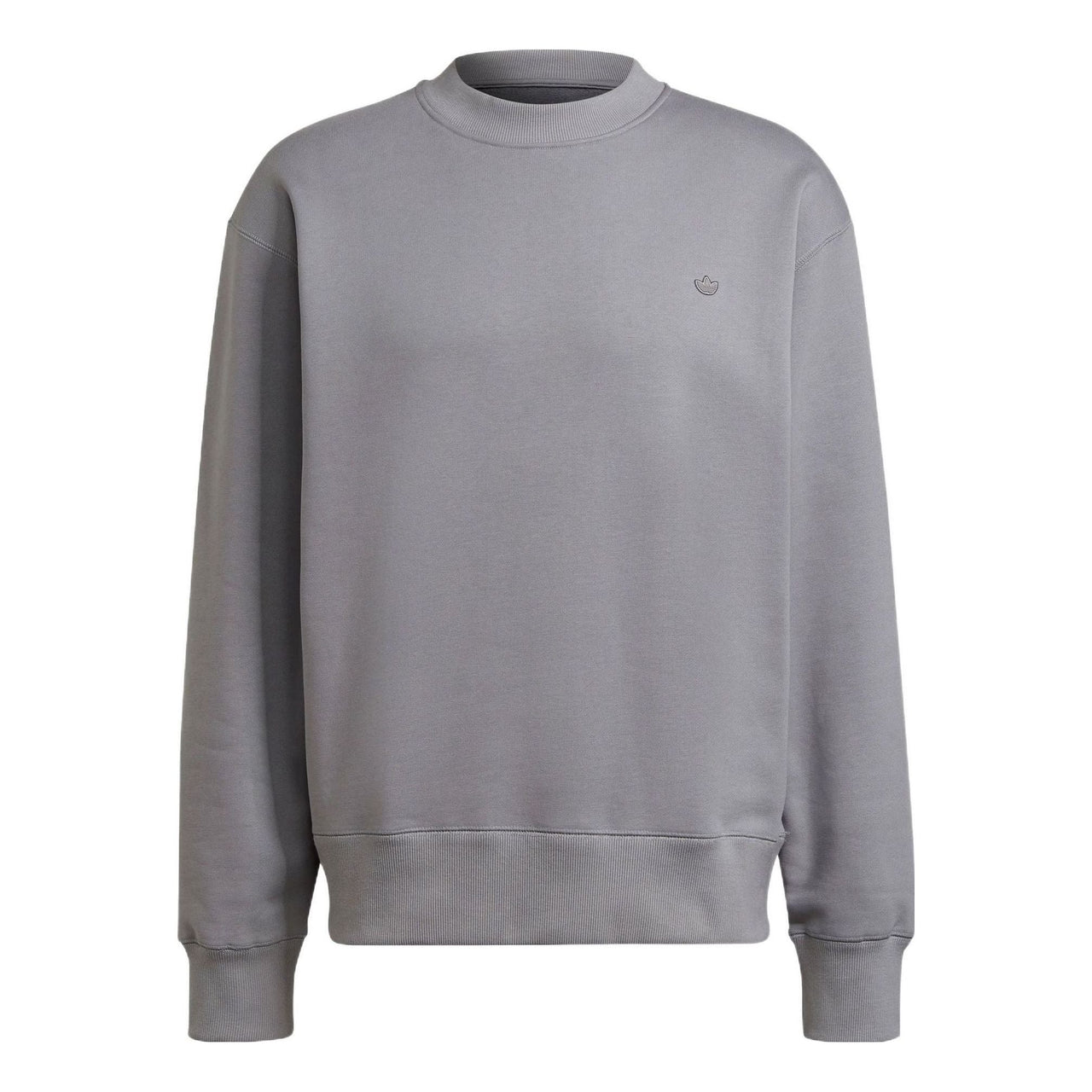 Men's adidas originals C Crew Logo Micro Mark Solid Color Round Neck Pullover Casual Gray H09175