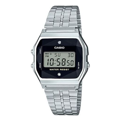 CASIO Classical Vintage Waterproof Black/ Unisex Mens Silver Digital A159WAD-1
