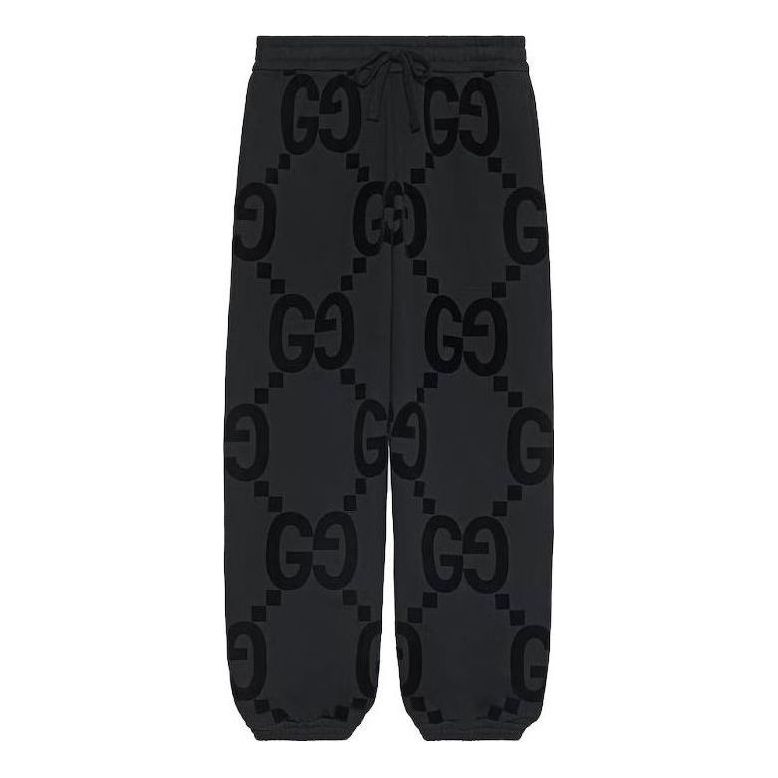 Gucci GG Flocked Print Cotton Fleece Sweattrouser 'Black' 768502-XJF37-1868