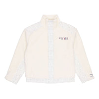 PUMA Paisley Woven Patched Sherpa Jacket cashew Splicing lamb's wool Stay Warm logo White 534976-93
