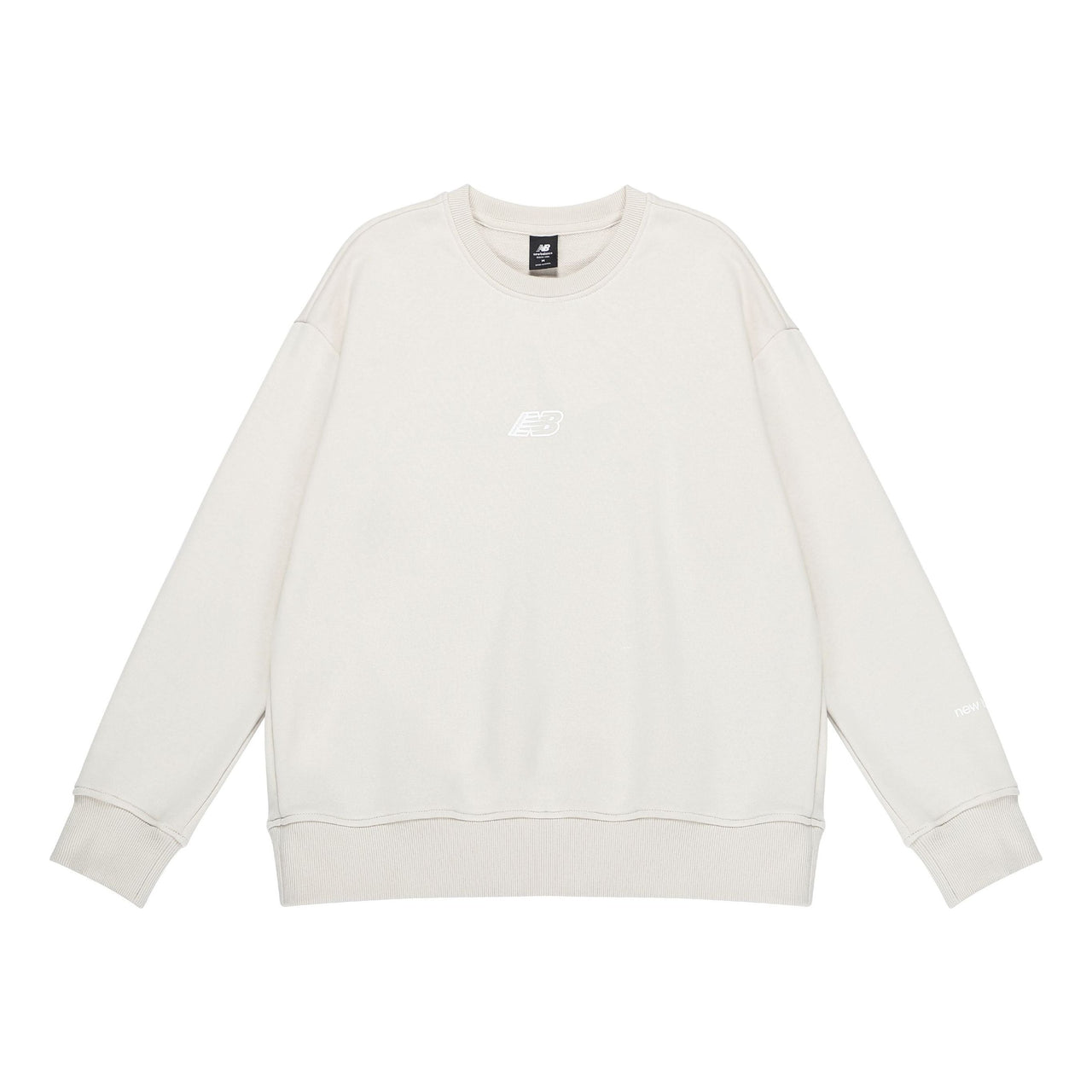 (WMNS) New Balance Logo Print Fleece Sweatshirt 'Beige White' AWT23514-MBM