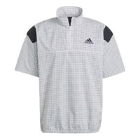 adidas M Primeblue Tee Contrasting Colors Half Zipper Sports Stylish Short Sleeve White GP8655