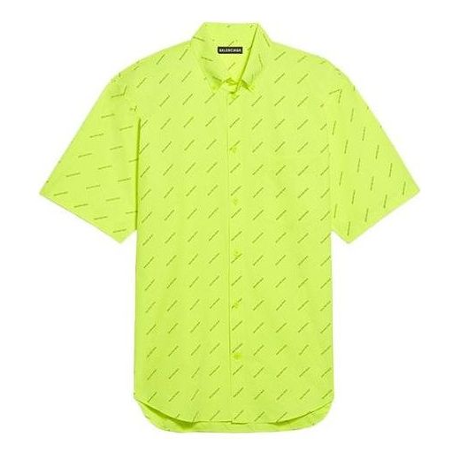 Balenciaga All Over Logo Shirt 'Neon Yellow' 534332TILX67110
