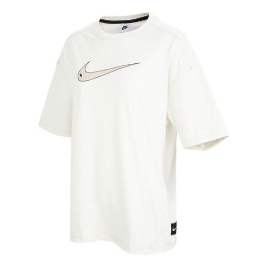 (WMNS) Nike Logo Printing Athleisure Casual Sports Cozy Short Sleeve White T-Shirt DM6212-030