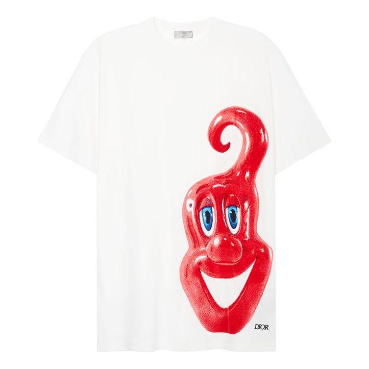 Men's DIOR x KENNY SCHARF limited Printing Short Sleeve White 193J650A0700-C083
