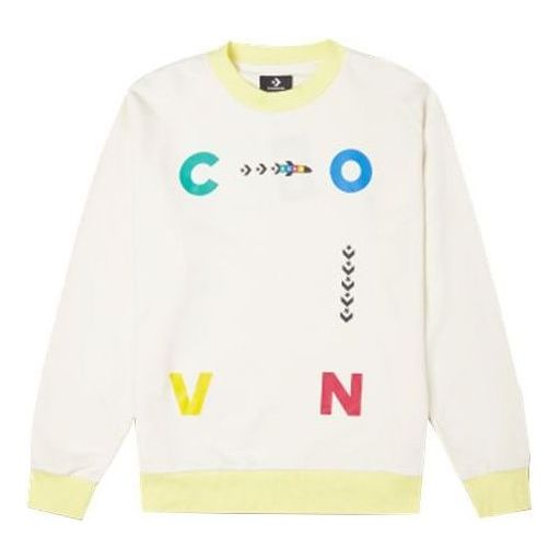 Converse Sports Contrast Letter Print Crew Neck Sweatshirt 'White' 10022414-A02