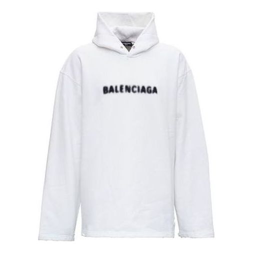 Balenciaga Blurred Logo Distress Hoodie 'White' 661711TKVD69040