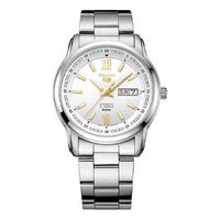 Men's SEIKO No. 5 Sports Steel strip waterproof Business Mechanical Watch White SNKP15K1